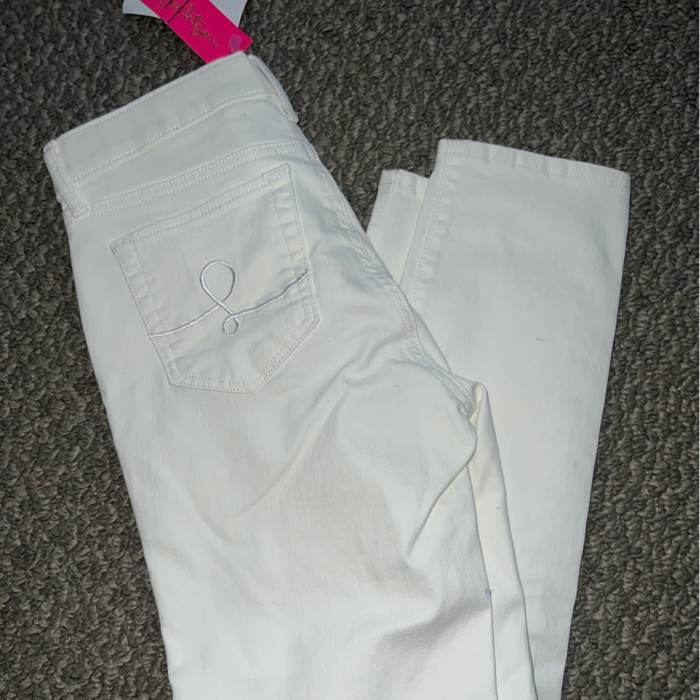 NWT Lilly Pulitzer South Ocean High Rise Skinny Jeans Resort White 2 - Picture 2 of 2